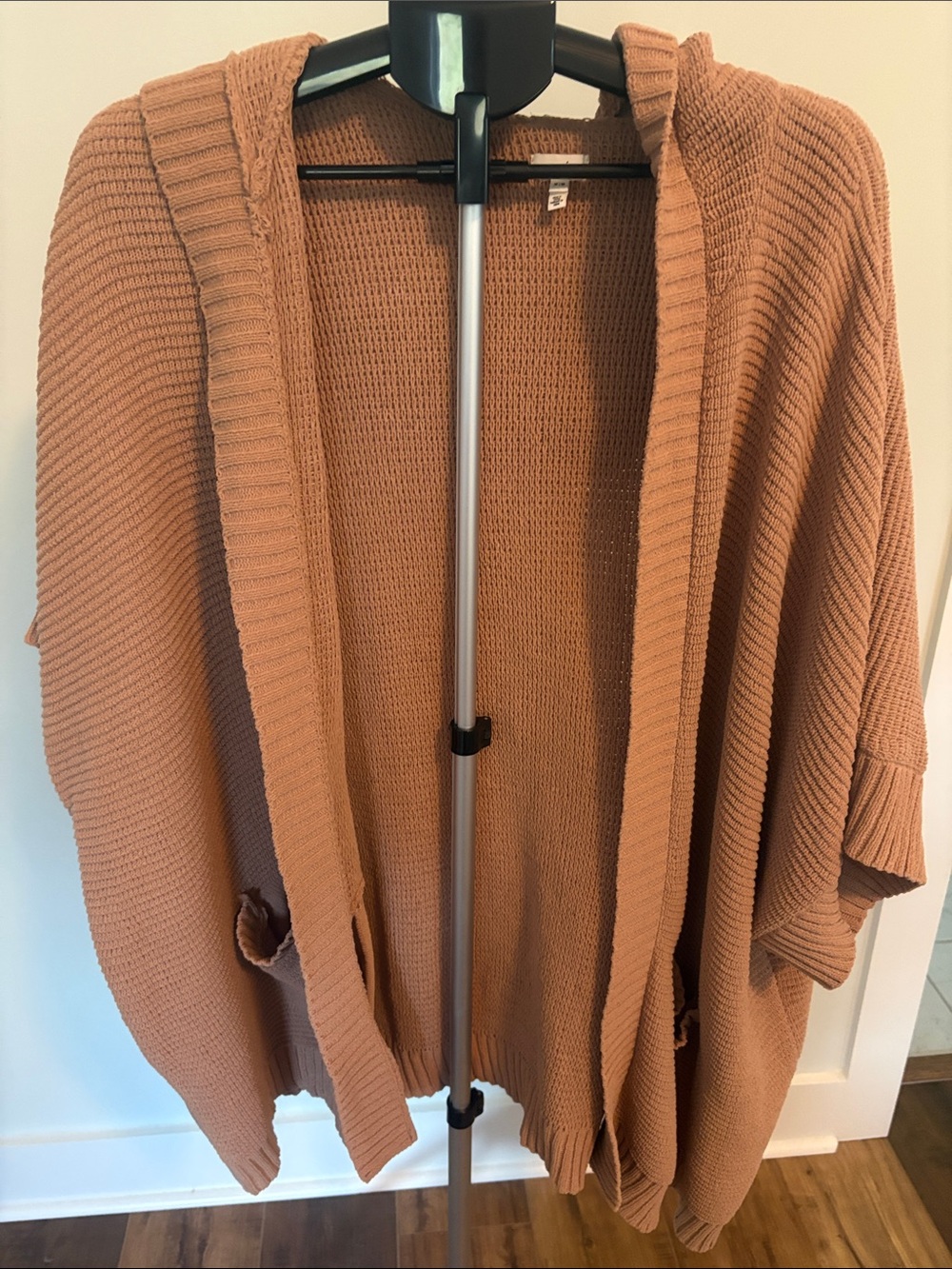 Aerie Rust Knit Hooded Open Cardigan Sweater - Women